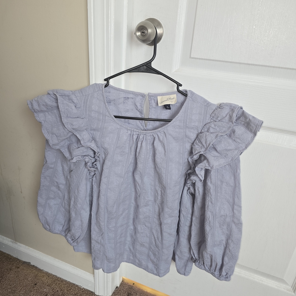 Universal Thread Navy Ruffle Sleeve Blouse